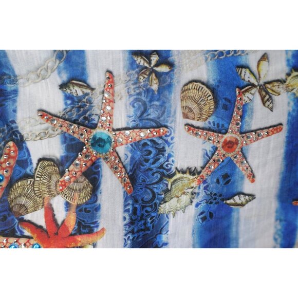 Vintage Y2K Cache Women Large Babydoll Beach Chain All Over Print T-Shirt USA - Picture 5 of 14